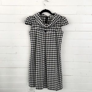 Houndstooth Cowl Neck Dress XS